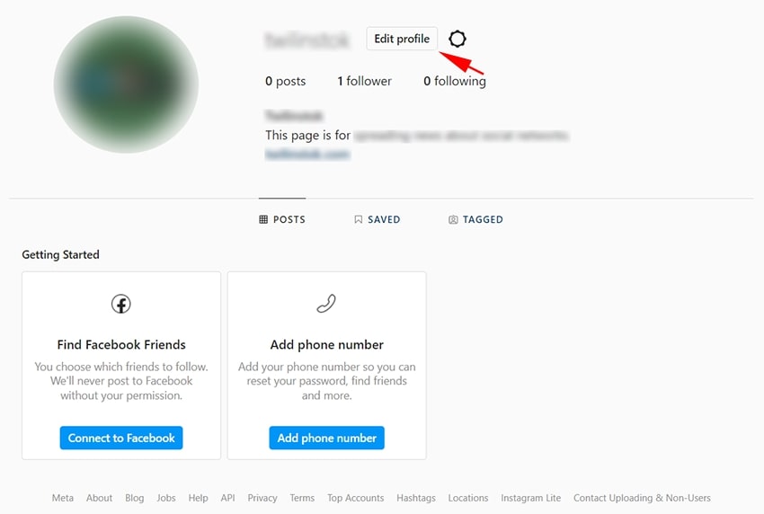 Fig 1 - How to deactivate Instagram: step 1