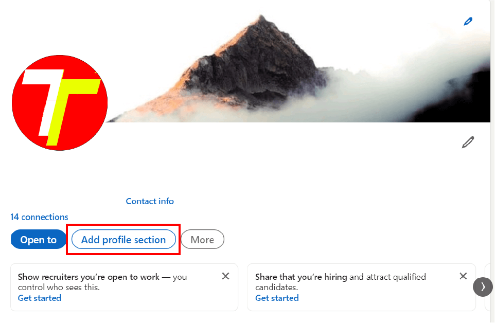 Image 2 - Click on Add profile section on your LinkedIn profile.