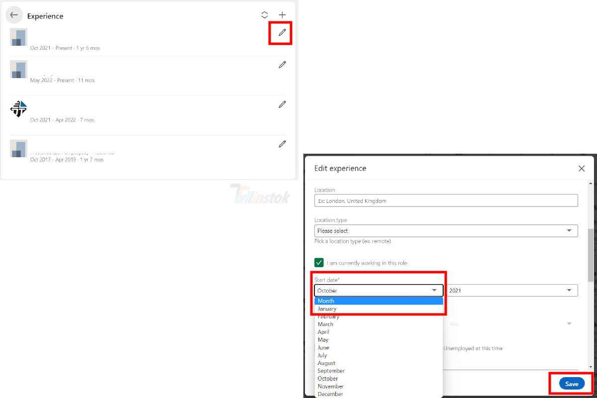 Image 2- Click on the pencil to find the date fields.
