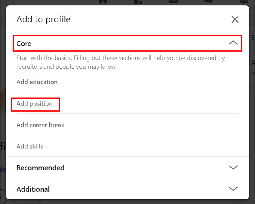 Image 3 - Click the Core dropdown, then Add position