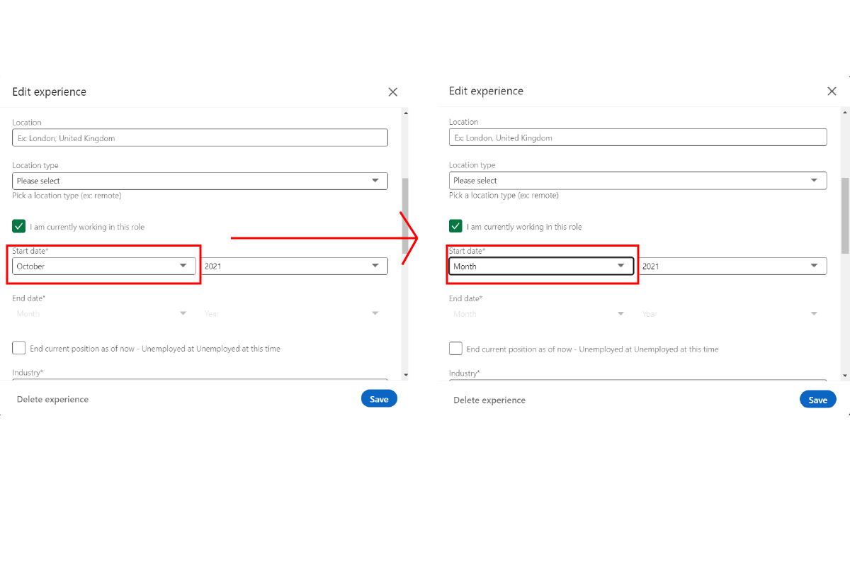 Image 3- you can remove the month or the year in the LinkedIn experience sections.