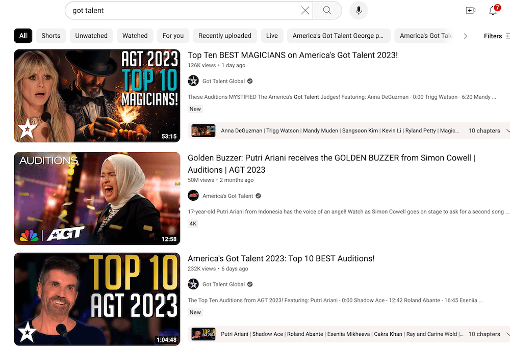 An example of attractive YouTube covers of the Got Talent Global channel