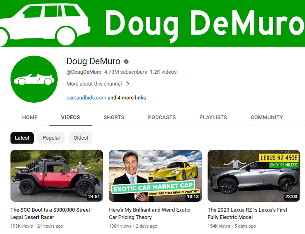 Doug DeMuro YouTube Channel