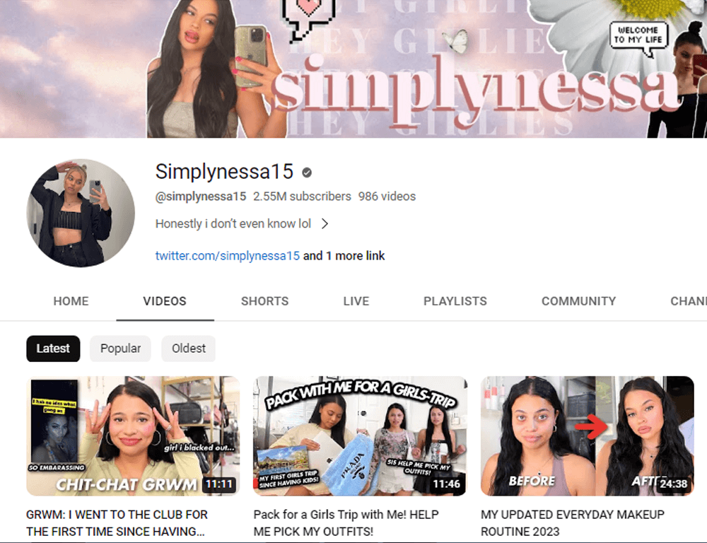 Simplynessa15 YouTube Channel