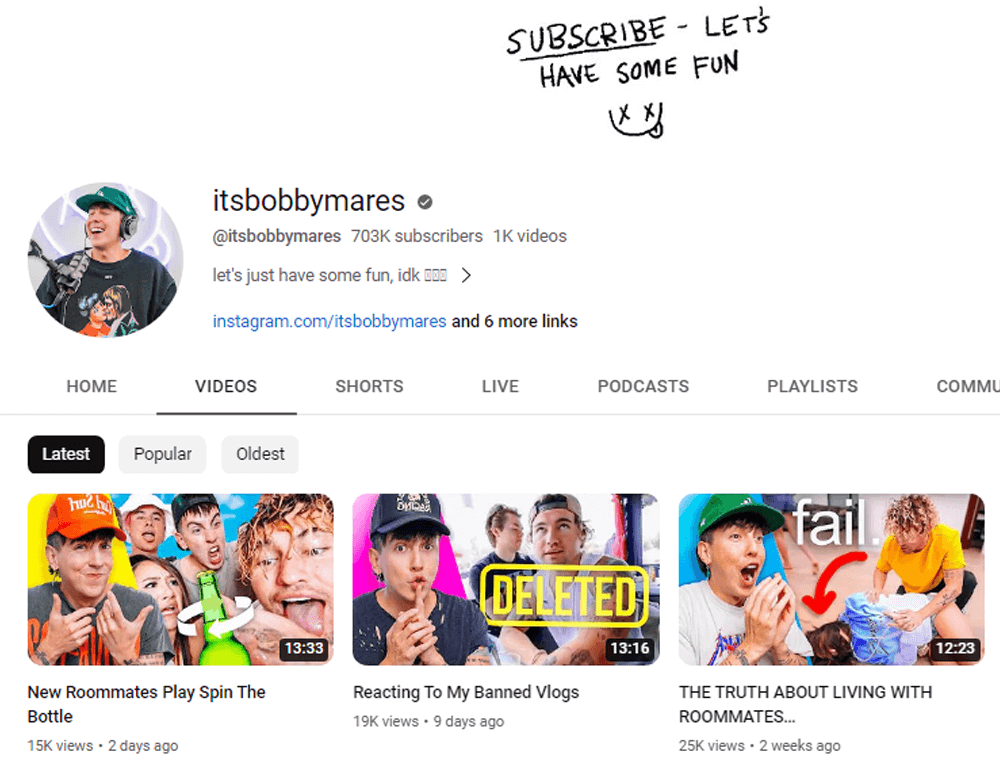 Bobby Mares YouTube Channel