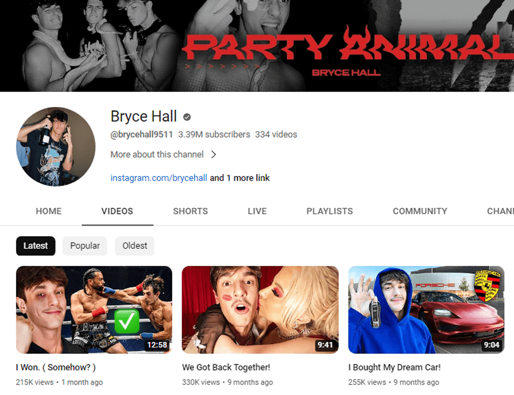 Bryce Hall YouTube Channel