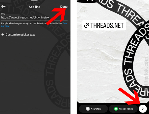 How to share my Threads link on Instagram story